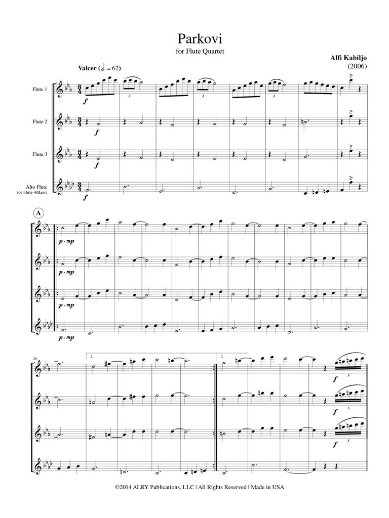 Parkovi For Flute Quartet